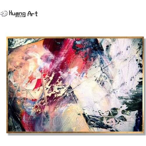 Professional Artist Hand-Painted Abstract Oil Painting on Canvas Rosy Abstract Modern Oil Painting for Room Wall Decor Painting