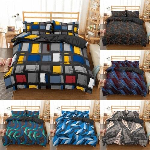 Home Textile Luxury 3D Abstract Geometric Print 2/3Pcs Comfortable Duvet Cover Pillowcase Bedding Sets Queen and King Size