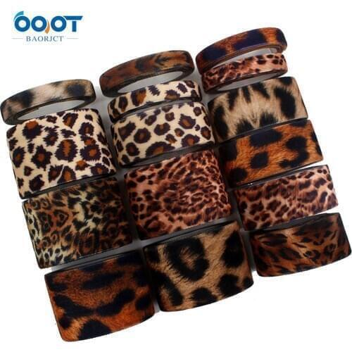 Ribbons 5yards Printed Leopard Velvet Ribbon DIY Hair Bow Tie Collar Hand Craft Materia I-181109-189
