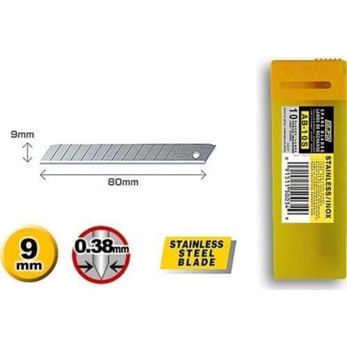 10pcs OLFA AB-10S Precision Stainless Steel 9mm Standard-Duty Stainless Snap-off Blade