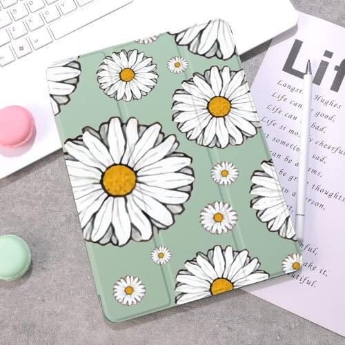 Daisy flower For Air 4 Case iPad Pro 2020 Silicone 10.5 Case with Pencil Holder 10.2 inch 8th Generation 7th For 12.9 Pro 2018