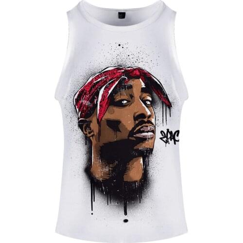 Hip Hop Tupac Amaru Shakur Tank Tops Summer Vest Gangsta Rapper Tupac Sleeveless shirt Bodybuilding Tank Top Brand Clothes