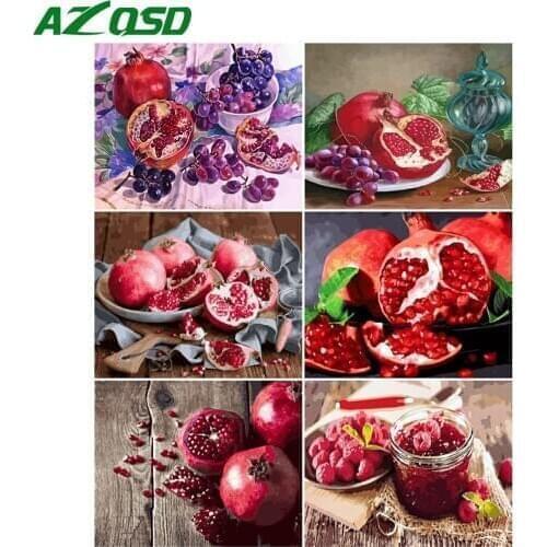 AZQSD Paint By Number Pomegranate Canvas Painting Kits Home Decor Oil Painting By Numbers Flower DIY Acrylic Paint Wall Art