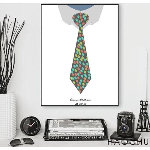 Creative Wedding Fingerprint Guest Book Tandem Tie Thumbprint Home Party Birthday Baby shower Interesting DIY Signature Souvenir