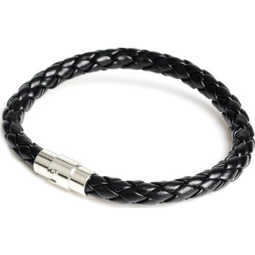 Hot New Classic Unisex Stainless Steel Braided PU Leather Bracelet for women Wristband Rope Chain Wrap Bracelet Man pulseira