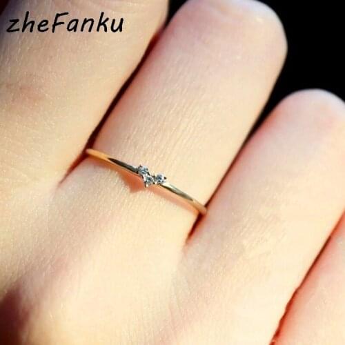 Simple Heart Crystal Rings For Women Female Chic Dainty Thin Rings Delicate Rings Gold Wedding Jewelry Bague Femme