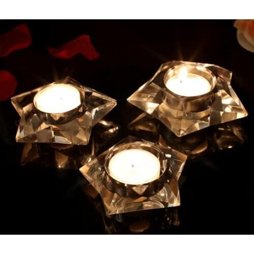 Clear Glass Star Shaped Candle Holder Wedding Party Holiday DIY Decorations Thick Practical Favor Gift Large