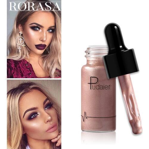 Pudaier 12 Colors Liquid Highlighter Brightener Bronzer Luminous Shimmer Glow Illuminator Glitter Face Contour Makeup Cosmetic