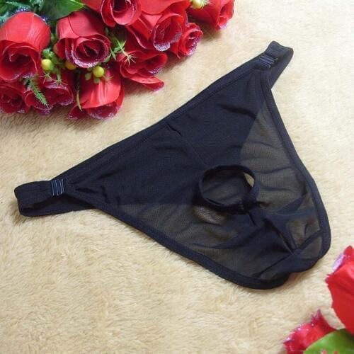 Sexy Hot Men Sheer Black Mesh Open Butt Brief Underwear G-String Gay Fetish Fantasy Lingerie Underpants