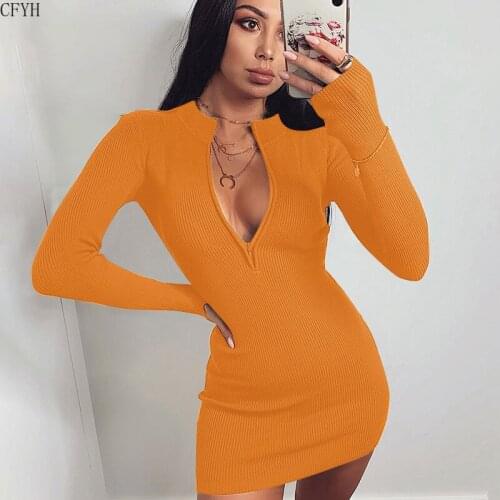 Knitted Cotton Dress Slim Skinny Long Sleeve Elegant Casual Ladies Autumn Sexy Mini Dress Women Black Party Dresses