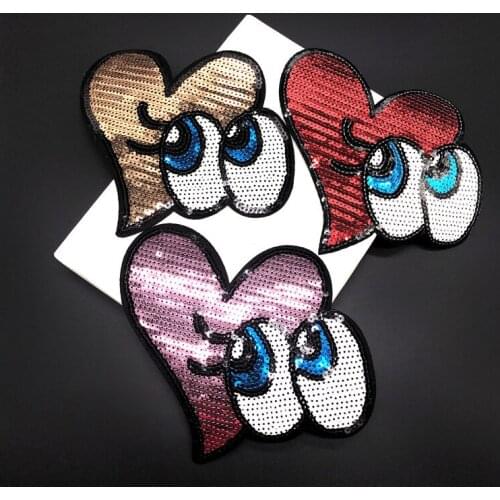 Heart-shaped Eyes Sequins Embroidered Cloth T-shirts Decorative Accessories Love Glue Patches Bag Repair Subsidies Hot Sales