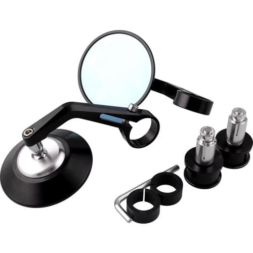 A Pair Black Universal Round 7/8" Handlebar Aluminum Alloy Motocycle Rearview Mirrors Moto End Motor Side Mirrors Motorcycle