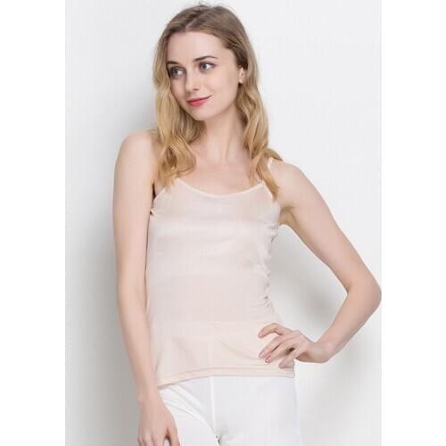 Womens 30% Real Silk 70% Viscose Thin Type Camisole Top Vest Sleepwear Adjustable Straps M L XL 3003