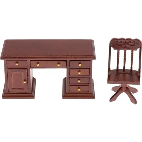 1/12 Dollhouse Writing Desk & Chair Model Set Miniatures Furniture Toy