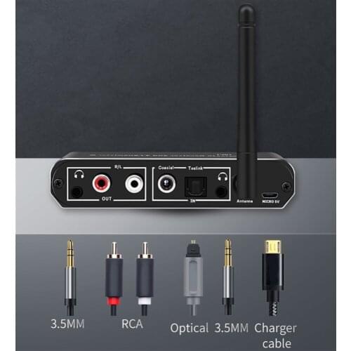 1Set Wireless Audio Receiver Digital To Analog Audio Converter Bluetooth-compatible Transmitter Optical RCA 3.5mm Jack Adapter