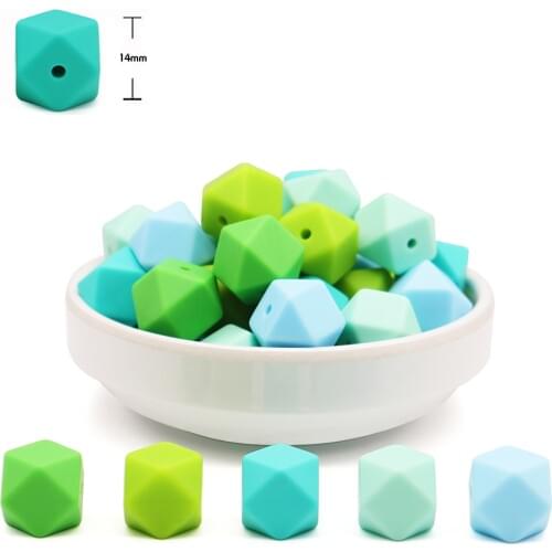 10pcs 14mm Polyhedron Shape Food Grade Silicone Beads Baby Teether Teething BPA Free Beads For Pacifier Chain Chewable Toys