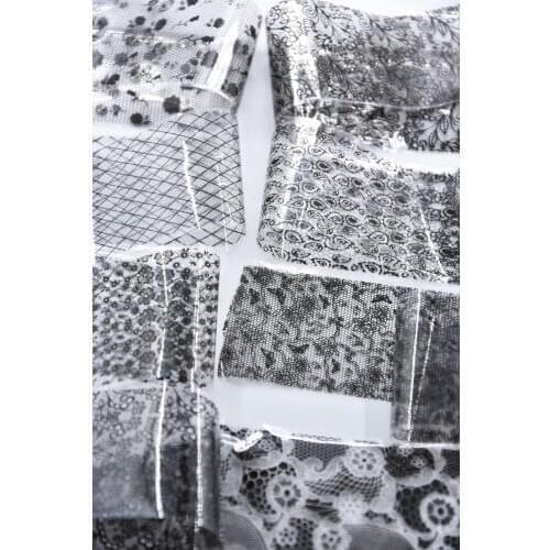 16 Rolls Black Lace Nail Foil Stickers Nail Art Decorations for Nails Transfer Paper Nail Wraps Lace Decals 16 Styles