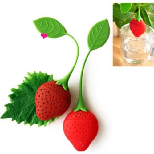 2pcs Strawberry Tea Infuser Tea Leaf Strainer Ball Hot Sale Silicone Loose Herbal Spice Infuser Filter Bag Teaware For Brewing
