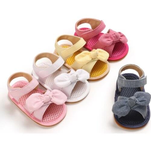 2021 summer Newborn Infant Baby Girls Canvas Bowknot Shoes Soft Bottom Anti-slip First Walkers Cute Shoes prewalker 0-18M