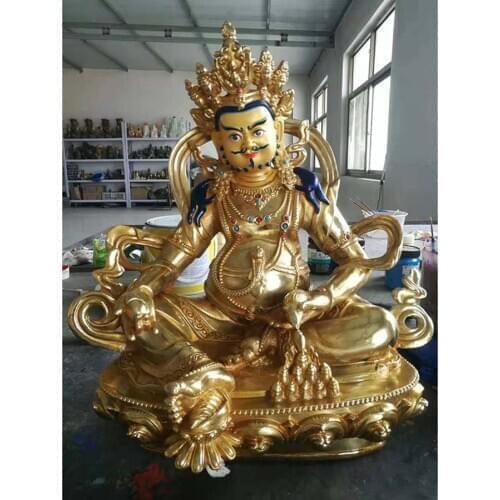 45cm Tibet temple HOME Altar efficacious Protection Buddhism gilding Yellow Jambhala yellow fortune god buddha COPPER statue