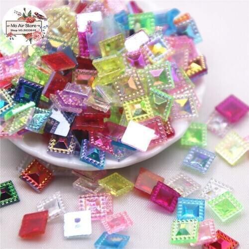 6mm 500pcs mix color cube/square transparent AB Acrylic rhinestones stone Facets cabochon rhinestones decoration