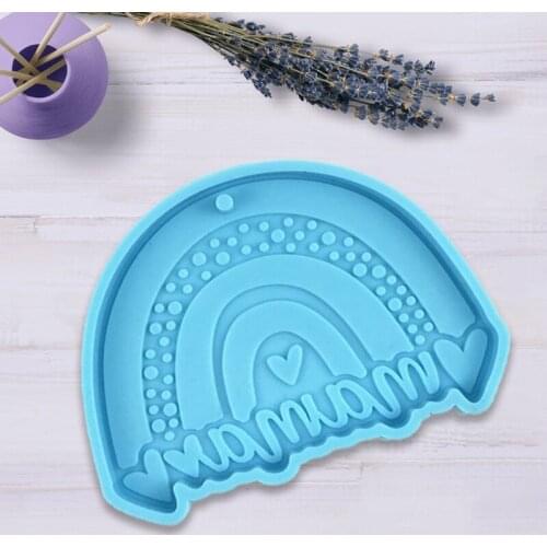 85LB Rainbow Mom Keychain Epoxy Resin Mold Hanging Pendant Silicone Mould DIY Crafts Jewelry Necklace Casting Mold