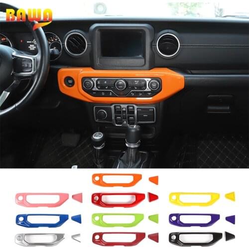 BAWA Interior Accessories For Jeep Gladiator JT 2018+ Car Center Control Air Conditioning Panel Trim Cover For Jeep Wrangler JL