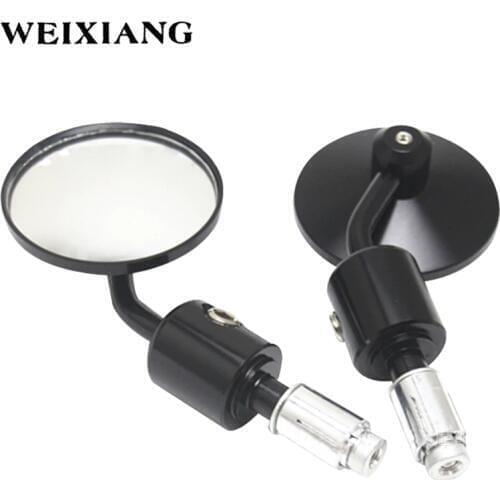 CNC Aluminum Universal 7/8"22mm Motorcycle Mirror Handlebar Handle Bar Left Right Side Motorbike Rearview Mirrors Black Silver