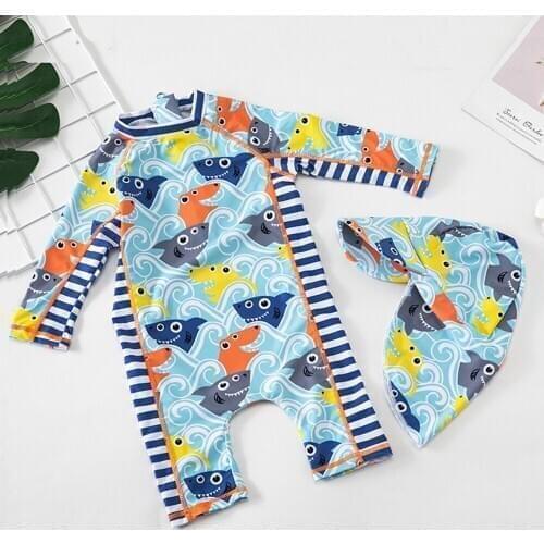 Unisex Long Sleeve One Piece Sunscreen Quick Drying Seaside Surfer Warm Spring Fashion Toddler Baby Boys' and Girls' Swimsuit