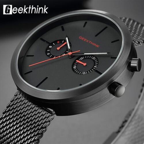 Geekthink Quartz Watches Men Full steel Wrist Watch Calendar Business Causal Mens Clock Gifts Relogio Masculino Modern Homme #c