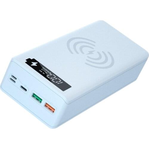 P82F Detachable LCD QC3.0 PD 16x18650 Battery Case 5W/10W Wireless Charging Box Power Bank Shell