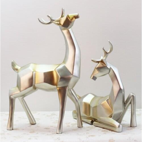 HOME FURNISHING EUROPEAN WINE ROOM DECORATION CRAFTS DEER SCULPTURE MODERN MINIMALIST WEDDING GIFT HOME DECOR ORNAMENTS