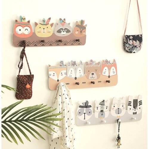 Wooden Storage Rack Wall Hanging Hooks Keys Coat Storage Holder Kids Room Home Decorative Swan Animal Shelf Kitchen Organiser