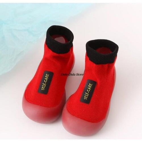 Spring Autumn Baby First Shoes Unisex Toddler Walker Boys Girls Kids Rubber Soft Sole Floor Shoes Casual Knit Booties Anti-Slip