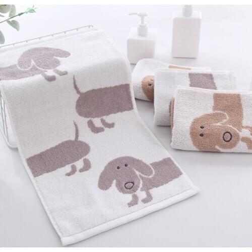 25*50CM Baby Towel Home Daily Cartoon Cute Embroidered Dog Baby Face Towels Scarf Bath Stuff Cotton Baby Wash Towel