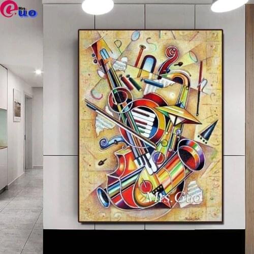 DIY 5D Diamond Embroidery Musical Instrument Painting Mosaic Full Square Diamond Painting Cross Stitch Abstract Music Character