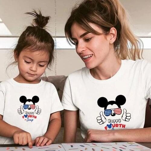 Baby Girl Clothes Mickey Mouse Graphic Twin Brother Short-Sleeved Summer Casual Mom Daughter Son Father T-shirt Family Look