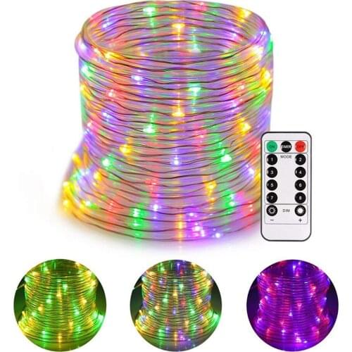 Battery Powered 8 Modes Led Rainbow Tube Fairy Neon String Light Garland Outdoor Garden Christmas Wedding Strip Fairy Light