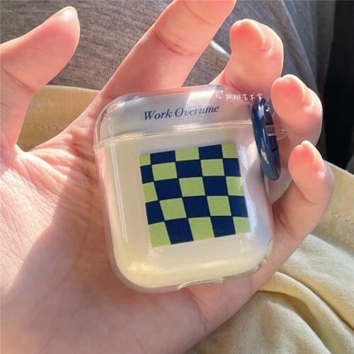 Korean Checkerboard Lattice Soft Silicon Case For AirPods Pro Earphone Cases Soft Wireless Charging Cover for AirPod 1 2 Funda