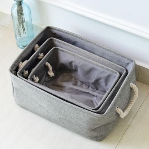Home storage cotton linen Thickened EVA lined laundry basket for sundries Coarse cotton rope hand basket clothing storage basket