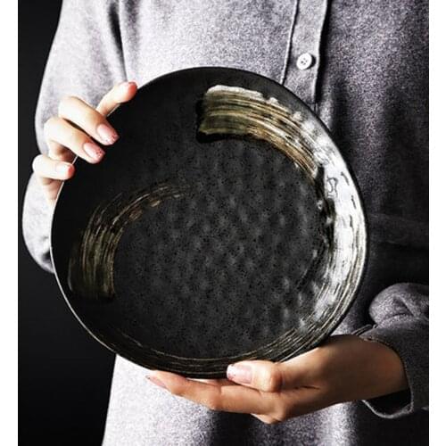 FANCITY Creative personality Japanese-style hand-painted ceramic restaurant tableware special-shaped triangle dinner plate home