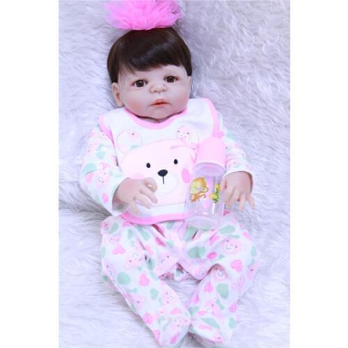 DollMai girl doll reborn 23"57cm full silicone body reborn babies toys for children birthday gift bebes reborn menina bonecas