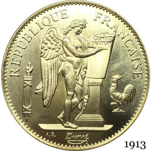 France Third Republic Francaise 1913 A 100 Francs Liberte EGALITE FRATERNITE Gold Coins Brass Metal Copy Coin