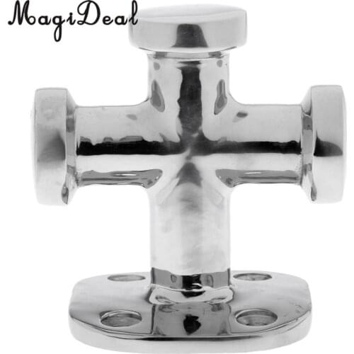 MagiDeal Heavy Duty 316 Stainless Steel Single Cross Bollard Post Square Base Mount Dock Mooring Cleat for Marine Boat Yacht