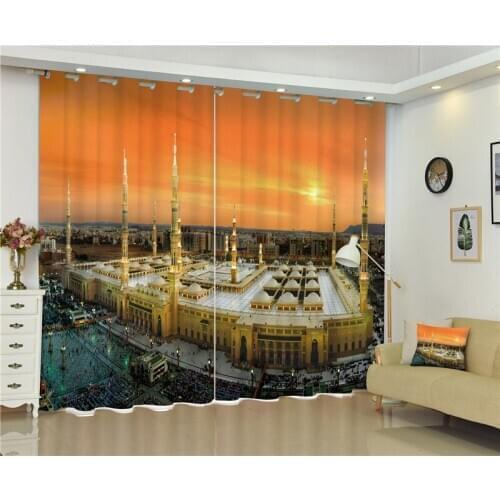 Mosque at dusk 3D Galaxy Universe Blackout Curtains For Living room Bedding room Decor Tapestry Wall Carpet Drapes Cotinas