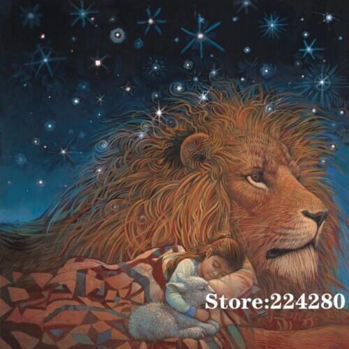Lion and girl sleeping Needlework Cross stitch 14CT Unprinted Embroidery kit Art Cross-Stitching,DIY Handmade Home Decor