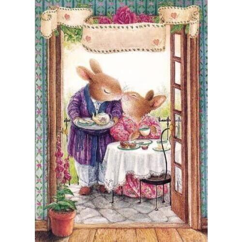 Kiss Sweet lover Rabbit Animal Embroidery Needlework 14CT Counted Unprinted Aida DIY Cross Stitch Kits Handmade Art Wall Decor