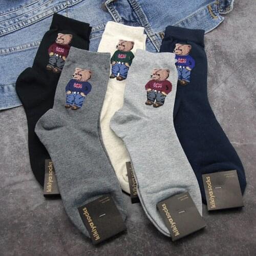 Happy Socks Man Cotton Socks Casual Compression Street Men Sock 5 Pais/lot Cartoon Print Socks Sweat Absorption Crew Socks