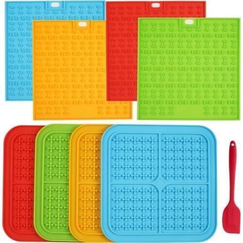 2020 New Mat For Dogs Cats Slow Food Bowls Silicone Dog Food Shovel Bone Pet Feeding Lick Pad Anti Choking Pets Sucker Tableware