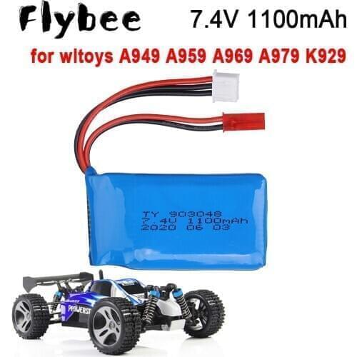 Upgrade 7.4V 1100mAh 25C Lipo Battery For Wltoys V353 A949 A959 A969 A979 k929 RC Cars parts Accessorie 7.4V LiPo Battery 903048